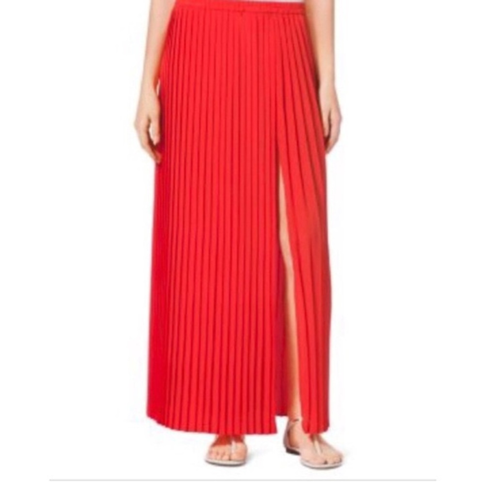 MICHAEL KORS RED PLEATED SKIRT SMALL